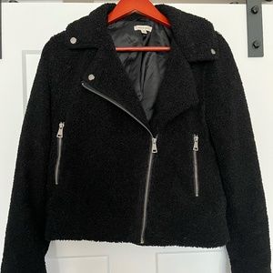 Black cropped Max Studio boule moto jacket